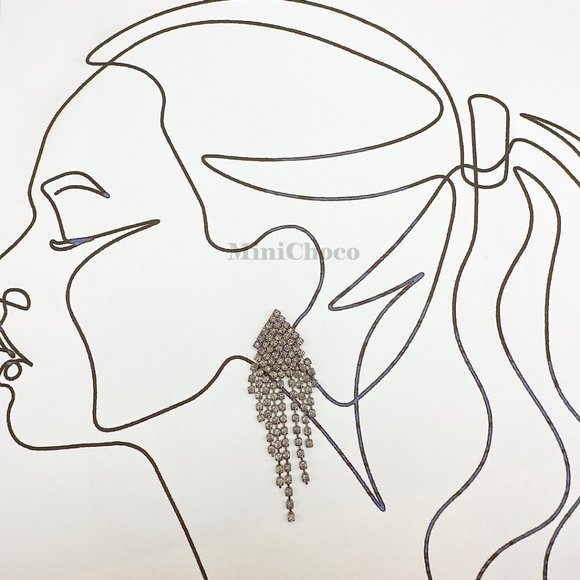 Dripping Diamond Black Rhinestone Party Earrings - Picture 6 of 8